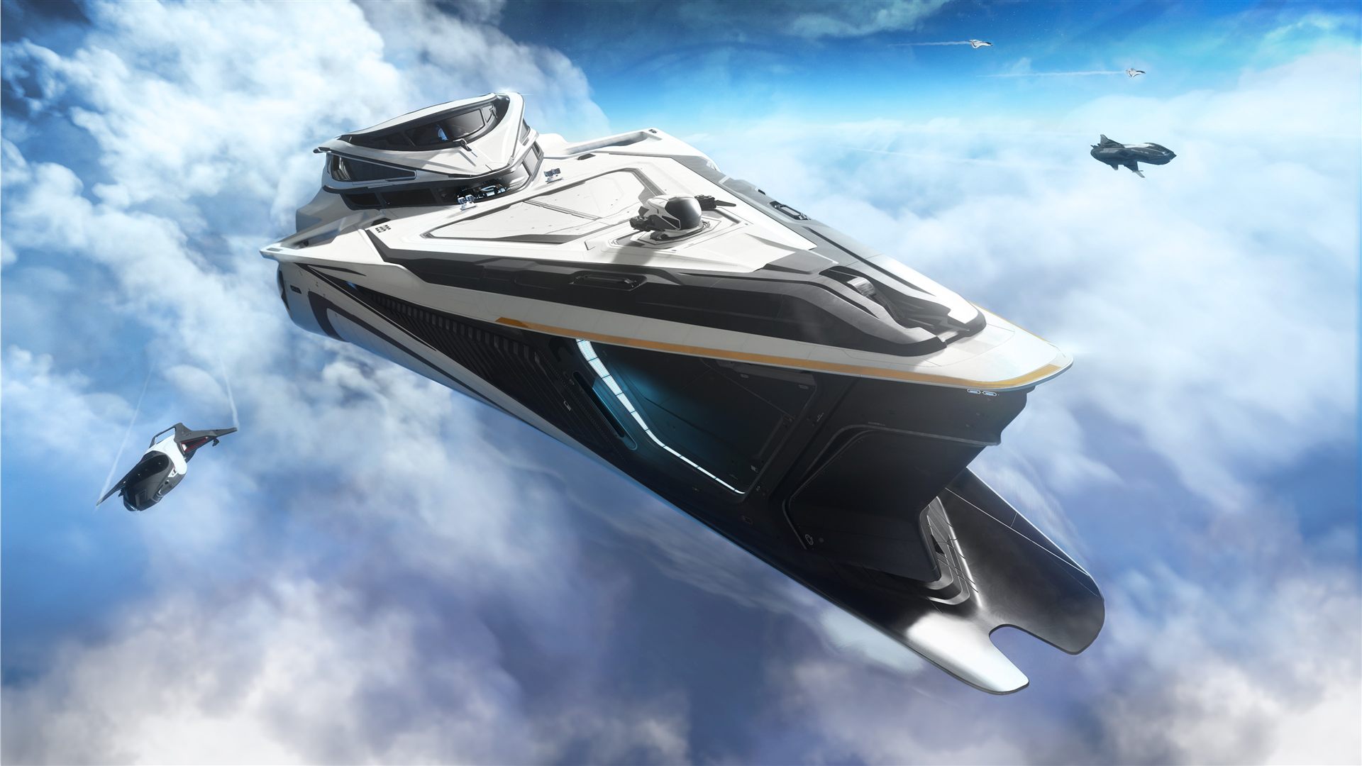Star Citizen — корабль Origin 890 Jump в облаках